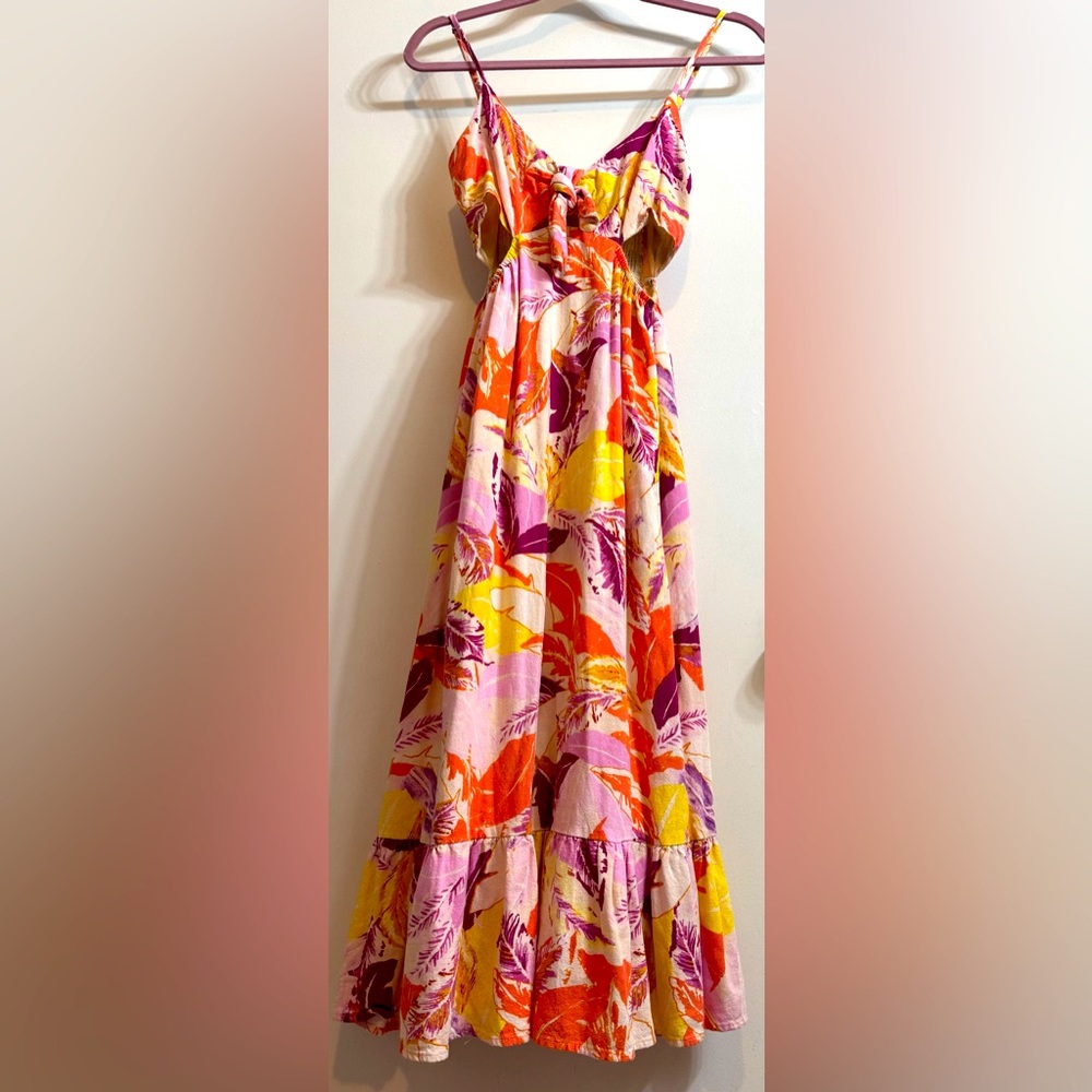 AQUA Linen Cut-Out Dress XS - Picture 3 of 16